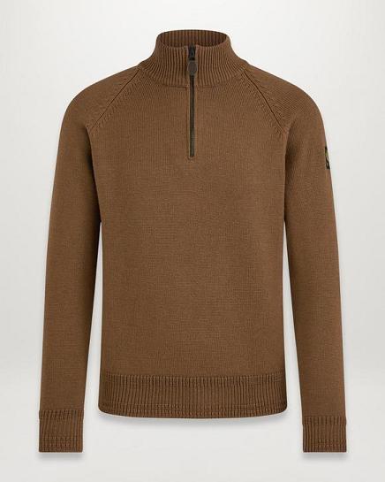 Pull Belstaff Homme Alfie Vert Olive Laine Soldes MI0581623